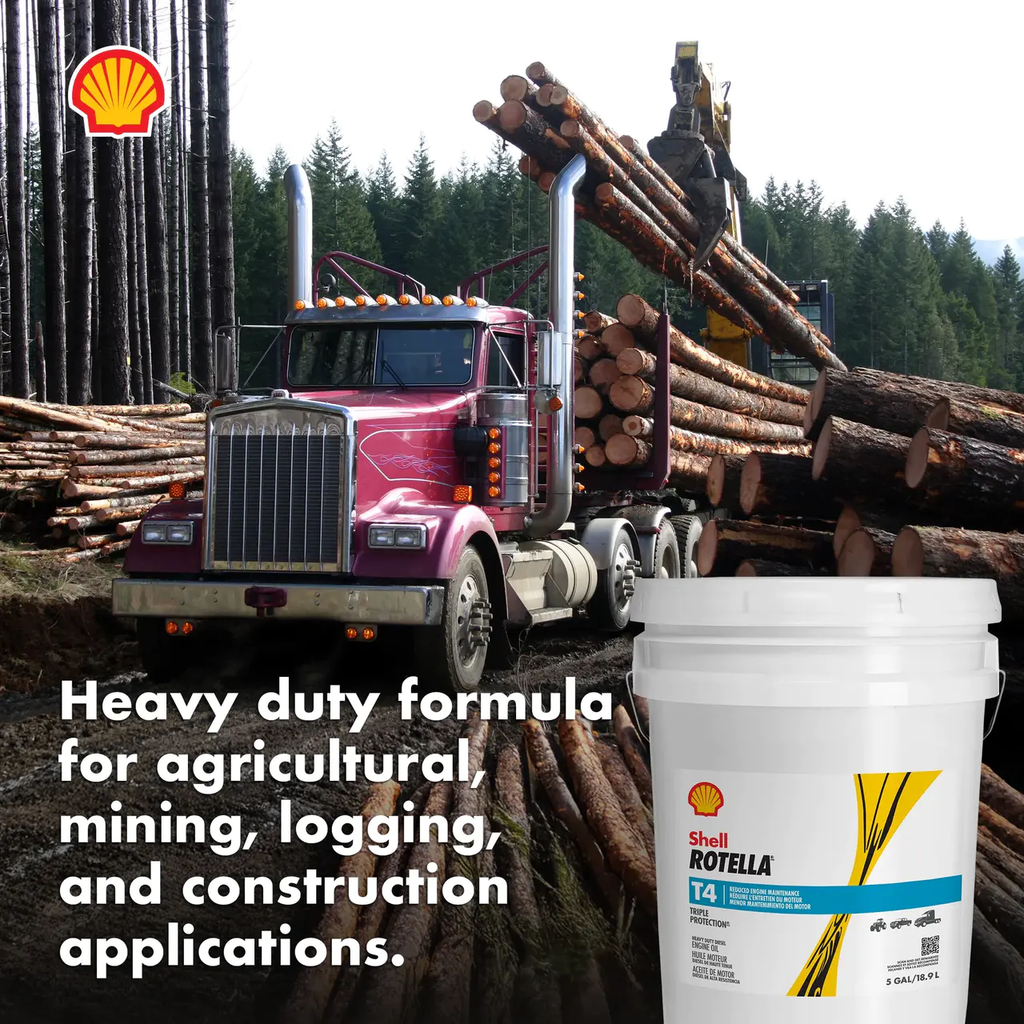 Shell Rotella T4 Triple Protection 15W-40 Diesel Engine Oil, 5 Gallon Pail