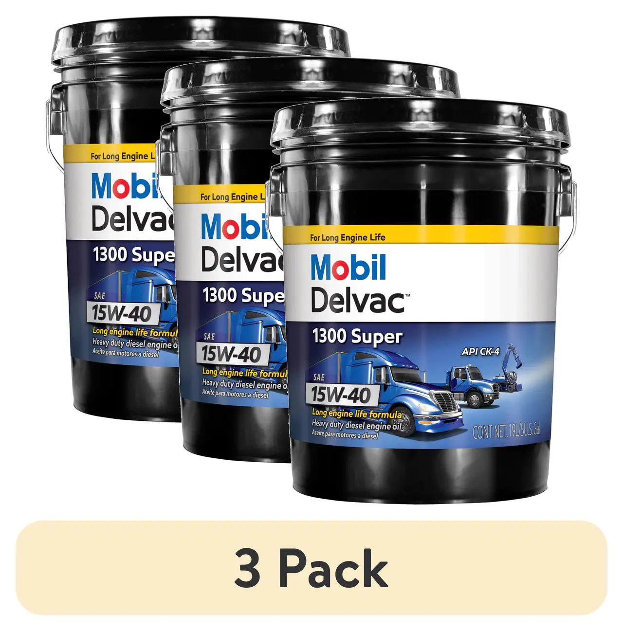 Mobil Delvac 1300 Super Heavy Duty Synthetic Blend Diesel Engine Oil 15W-40, 5 Gal