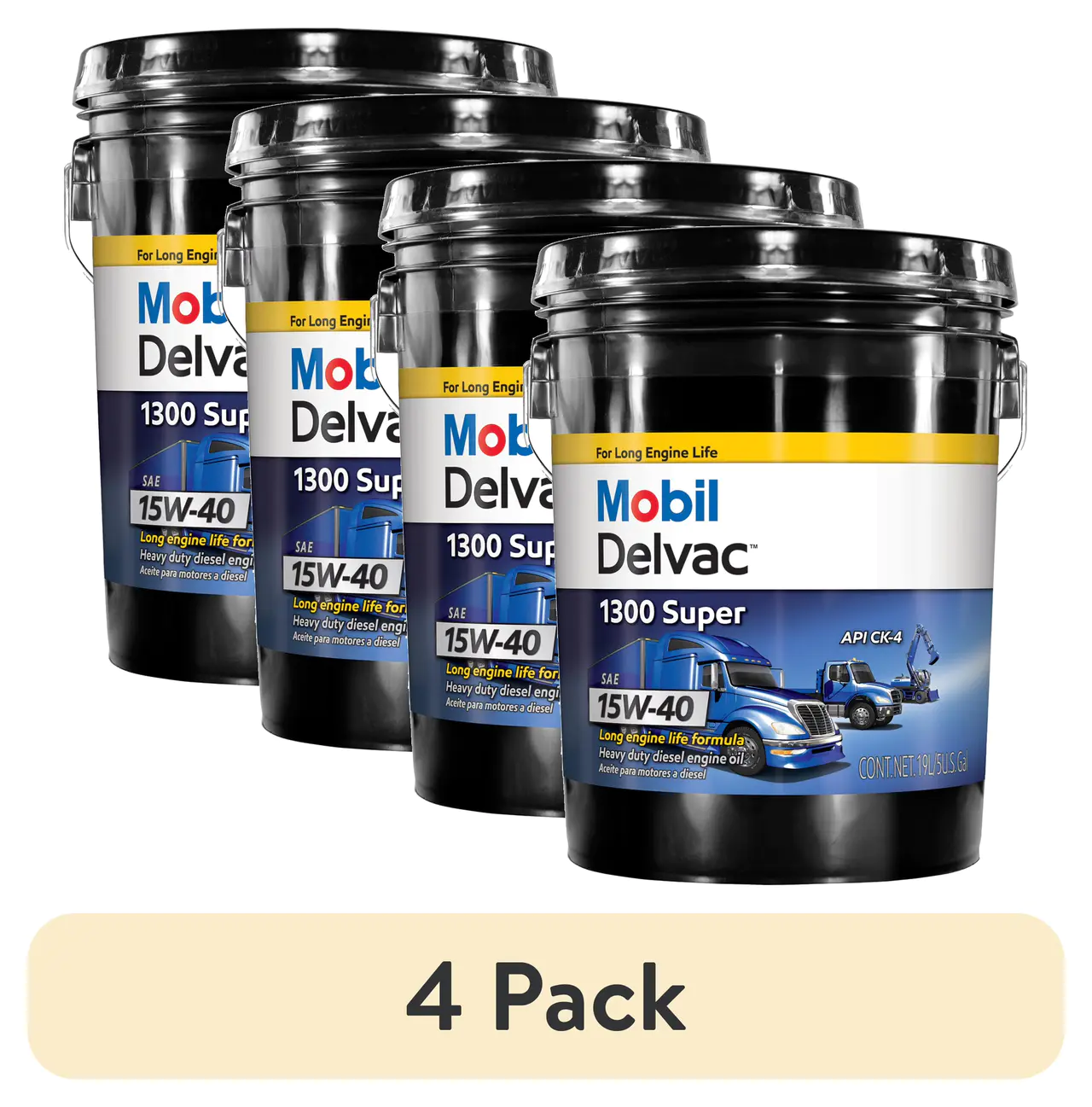 Mobil Delvac 1300 Super Heavy Duty Synthetic Blend Diesel Engine Oil 15W-40, 5 Gal