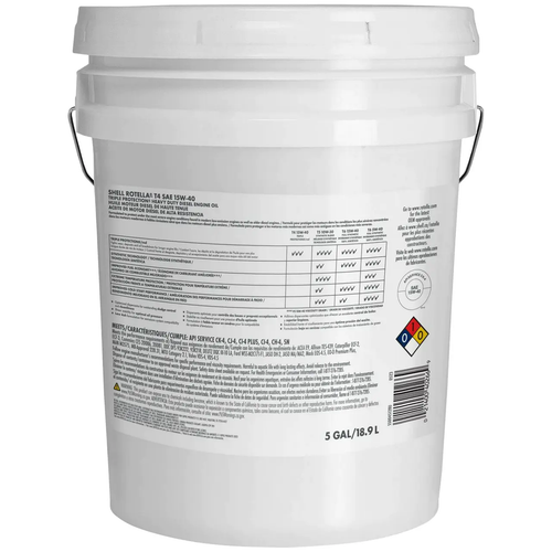Shell Rotella T4 Triple Protection 15W-40 Diesel Engine Oil, 5 Gallon Pail